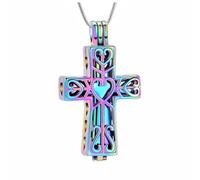 AIWENXI Collar de urna de cremación para mujeres hombres cruz cilindro cremación joyería para cenizas seres queridos Memorial Keepsake colgante, Acero inoxidable