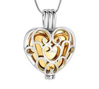 AIWENXI Collares de cremación hueca de corazón para hombres y mujeres, collares de urna para cenizas de acero inoxidable para mascotas, joyería de cremación para mascotas, recuerdo de memoria humana,