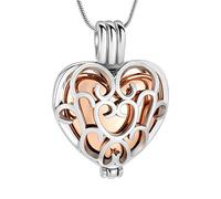 AIWENXI Collares de cremación hueca de corazón para hombres y mujeres, collares de urna para cenizas de acero inoxidable para mascotas, joyería de cremación para mascotas, recuerdo de memoria humana,