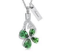 AIWENXI Collares de urna de gota de agua, joyería de cremación de cuatro hojas para cenizas de acero inoxidable recuerdos memorial ceniza colgante joyería para hombres mujeres, Acero inoxidable