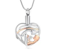 AIWENXI Joyas de cremación de corazón para cenizas bebé en mamá brazos urnas collares para cenizas para hombres mujeres conmemorativos de cenizas recuerdo ceniza humana titular colgante medallón