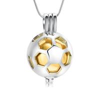 AIWENXI Joyas de cremación de fútbol para cenizas huecas de fútbol, collar para mujeres para hombres, urna conmemorativa, colgante de ceniza, Acero inoxidable