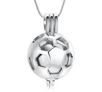 AIWENXI Joyas de cremación de fútbol para cenizas huecas de fútbol, collar para mujeres para hombres, urna conmemorativa, colgante de ceniza, Acero inoxidable