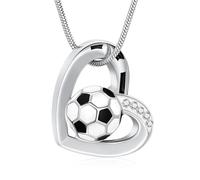 AIWENXI Joyería de creación de corazón Waterpolo/Fútbol americano/baloncesto/fútbol urna collares para hombres mujeres recuerdos cenizas titular joyería colgante, Acero inoxidable