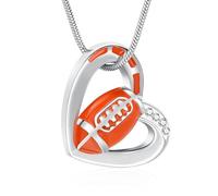 AIWENXI Joyería de creación de corazón Waterpolo/Fútbol americano/baloncesto/fútbol urna collares para hombres mujeres recuerdos cenizas titular joyería colgante, Acero inoxidable