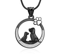 AIWENXI Mini perro en forma de cremación joyería para cenizas perro forma urna collar para mujeres hombres acero inoxidable cristal redondo recuerdo ceniza colgante, Acero inoxidable