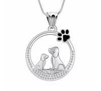 AIWENXI Mini perro en forma de cremación joyería para cenizas perro forma urna collar para mujeres hombres acero inoxidable cristal redondo recuerdo ceniza colgante, Acero inoxidable