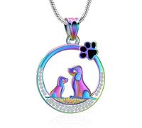 AIWENXI Mini perro en forma de cremación joyería para cenizas perro forma urna collar para mujeres hombres acero inoxidable cristal redondo recuerdo ceniza colgante, Acero inoxidable