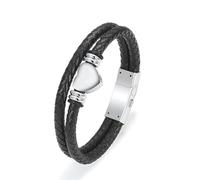AIWENXI Pulsera de cremación en forma de corazón para cenizas, de piel sintética, para hombres, con forma de corazón pequeño, para cremación, para mascotas/joyas de recuerdo humano, 1.57, Sin gemas