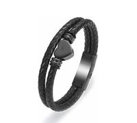 AIWENXI Pulsera de cremación en forma de corazón para cenizas, de piel sintética, para hombres, con forma de corazón pequeño, para cremación, para mascotas/joyas de recuerdo humano, 1.57, Sin gemas