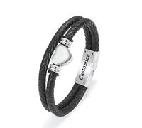 AIWENXI Pulsera de cremación en forma de corazón para cenizas, de piel sintética, para hombres, con forma de corazón pequeño, para cremación, para mascotas/joyas de recuerdo humano, 1.57, Sin gemas