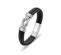 AIWENXI Pulsera de urna de cuero sintético para cenizas de acero inoxidable para hombre, pulsera conmemorativa de cremación de acero inoxidable, pulsera de cenizas de cuero trenzado, 1.57, No es una