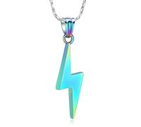 AIWENXI Rayo forma cremación joyería urna collares para cenizas para hombres mujeres acero inoxidable mascota/memoria humana recuerdo ceniza titular colgante joyería, Acero inoxidable