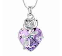 AIWENXI Rosblume Feuercremation Schmuck Herzform Birthstone Urnen Halsketten für Asche Edelstahl Andenken Gedenkkurne Humliche Asche Urnen Anhänger Schmuck für Männer Frauen, Acero inoxidable