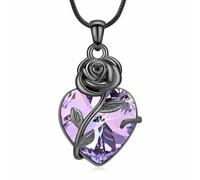 AIWENXI Rosblume Feuercremation Schmuck Herzform Birthstone Urnen Halsketten für Asche Edelstahl Andenken Gedenkkurne Humliche Asche Urnen Anhänger Schmuck für Männer Frauen, 22 inches, Acero