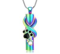 AIWENXI Urna collar para cenizas para perro/gato, mascota, pata, impresión, cilindro, ceniza, colgante, memorial, joyería, recuerdo, urna, joyería, entierro de fuego, joyería, 22 inches, Acero