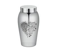 AIWENXI Urna de acero inoxidable con forma de corazón de ala pulida para cenizas de cremación (corazón de ala)