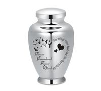 AIWENXI Urnas de cremación grandes para cenizas mascotas/cenizas humanas Memorial grandes urnas de acero inoxidable cremación recuerdo para cenizas titular (plata, corazón de pájaro)