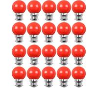 Aiwerttes Paquete de 20 bombillas LED de bayoneta B22 equivalentes a 2 W, 20 W, bombillas multicolor rojas para guirnalda, hogar, bar, fiesta, ambiente, decoración, no regulables