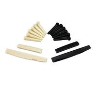 Aiwjeakh 1 Juegos De Pines De Cubierta De ABS Negro Y Piezas De Repuesto Para Sillín Y Tuerca Para Guitarra Acústica