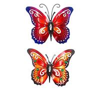 Aiwjeakh 2 piezas de decoración de pared de mariposa de metal al aire libre, arte de pared de metal para decoración de pared, hogar, jardín, patio, valla, porche