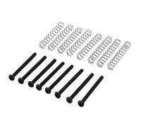 Aiwjeakh 8 piezas M2,5 x 32 mm Pickup de guitarra eléctrica de Humbucker Reglage la altura del tornillo y del resorte - Paso 0,4 mm - Negro