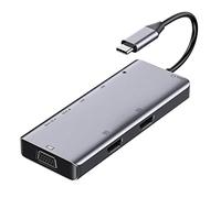 Aiwjeakh Estación de acoplamiento USB C 9 en 1 dual 4K, compatible con VGA 87 W PD USB 3.0 y adaptador multipuerto TF/SD Hub para ordenador portátil