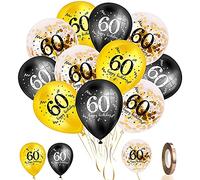 Aiwjeakh Globos de 60 cumpleaños, 30 unidades, globos de látex de confeti de 12 pulgadas, suministros de decoración de 60 aniversario