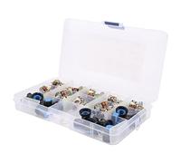 Aiwjeakh Kit de potenciómetro individual WH148 de 18 unidades por caja B1K/5K/10K/20K/50K/100K/500K/1M con perillas, juego de tuercas de eje de potenciómetro único