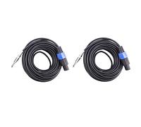 Aiwjeakh Paquete de 2 cables de altavoz Speakon de 50 pies a macho de 1/4 de pulgada, calibre 12 AWG, cable de conexión de amplificador de audio de 6,35 mm, cable de altavoz DJ/PA con bloqueo