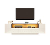 AIWMQYYF Mueble de TV con forma de L y cajones, para televisores de hasta 75 pulgadas, color blanco y negro