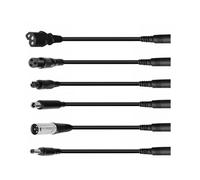 aixi-SHS 6 cables adaptador DC 5521 (5,5 x 2,1 mm) - Conversión a Aviación Conector GX12/GX16 12 mm, XLR (Canon), Enchufe IEC y conector DC 5525 -para patinete eléctrico 48 V, Audio