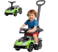 AIYAPLAY 2 en 1 Coche Correpasillos Lamborghini Essenza SCV12 Verde y Negro | para Niños 12-36 Meses, Andador Empujador, Bocina, Mango de Empuje y Barandilla Extraíbles, 86,5x40x89,5 cm