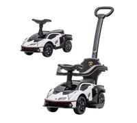 AIYAPLAY 2 en 1 Coche Correpasillos Niños 12-36 Meses Lamborghini Essenza SCV12 Empujador con Bocina 86,5x40x89,5 cm Blanco y Negro Aosom España