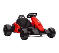 AIYAPLAY 24V Go-kart eléctrico, modo drift, asiento ajustable, cinturón de seguridad de 5 puntos, función de música, claxon, 6-12 años Rojo