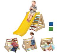 AIYAPLAY 5 en 1 triángulo de Escalada con tobogán Infantil, Recorrido de Motor para bebé, 18-48 Meses, Bolsas de Arena y Red de Escalada Incluidas, Carga 50 kg, Multicolor