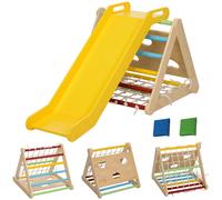 AIYAPLAY 5 en 1 Triángulo de escalada con tobogán para niños circuito de motricidad - red de escalada, bolsas de arena incluidas
