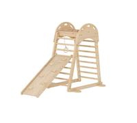 Aiyaplay 6 En 1 Triángulo De Escalada Montessori Con Plataforma Madera Natural