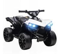 AIYAPLAY 6V Quad eléctrico niños 18-56 Meses Blanco | Música, faros LED, coche de juguete interior exterior, niños y niñas