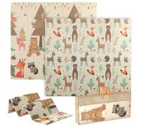 AIYAPLAY Alfombra Bebé Acolchada Plegable Reversible 196x176x1,5 cm Diseño de Bosque y Animales Tapete de Actividades Bebé XPE Doble Cara Impermeable Multicolor