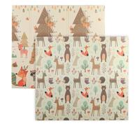 AIYAPLAY Alfombra Bebé Acolchada Plegable Reversible 196x176x1,5 cm Diseño de Bosque y Animales Tapete de Actividades Bebé XPE Doble Cara Impermeable Multicolor