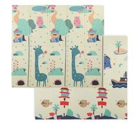 AIYAPLAY Alfombra Bebé Acolchada Plegable Reversible 196x176x1,5 cm Diseño de Ciervos y Ballenas Tapete de Actividades Bebé XPE Doble Cara Impermeable Multicolor