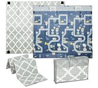 AIYAPLAY Alfombra Bebé Acolchada Plegable Reversible 202x180,5x1 cm, Tapete de Actividades Bebé XPE Impermeable con Laterales Abatibles y Bolsa de Transporte Multicolor