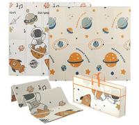 AIYAPLAY Alfombra infantil 0-6 años 3.45㎡ Temática del espacio con superficie impermeable, Alfombra gateable XPE, 196x176x1,5 cm, Multicolor