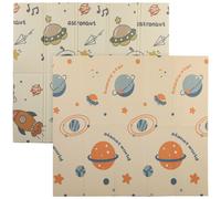 AIYAPLAY Alfombra para Niños 0-6 Años con Temática de Espacio, Superficie Impermeable en XPE Multicolor, 196x176x1.5 cm
