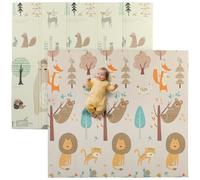 AIYAPLAY Alfombra para niños de 0 a 6 años de 3,45 ㎡ de tema bosque con superficie impermeable, alfombra para gatear de XPE, 196 x 176 x 1,5 cm, multicolor
