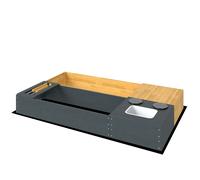AIYAPLAY Arenero 2 piezas 150x90cm caja de arena de madera con banco, almacenamiento, cocina, fregadero extraíble, cuentas tipo ábaco Amarillo