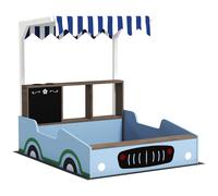 AIYAPLAY Arenero con toldo, diseño de tienda, banco, pizarra, madera de abeto, 104H x 108L x 90B cm, Azul