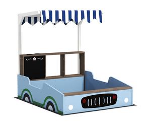 AIYAPLAY Arenero con toldo, diseño de tienda, banco, pizarra, madera de abeto, 104H x 108L x 90B cm, Azul