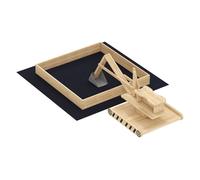 AIYAPLAY Arenero para Niños de Madera con Excavadora, Arenero Infantil con Asiento Giratorio 360° y Forro de Tela no Tejida, sin Motor, Caja de Arena para Niños de 3-6 Años, 184x90x56 cm, Natural